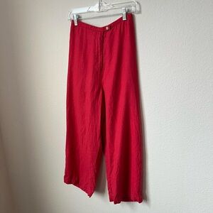 Red Linen Capris, Vintage 90’s